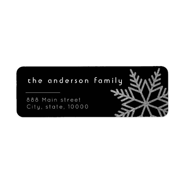 Silver Glitter Black Christmas Return Address (Front)