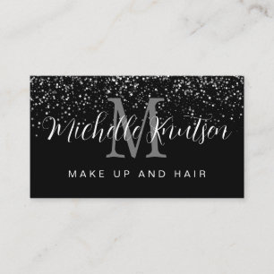 Silver Glitter Black  Makeup Artist Hair Salon  Business Card