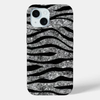 Silver Glitter & Black Zebra Stripes