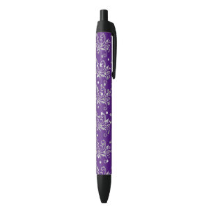 Silver Glitter, Bling, Purple Custom Black Ink Pen