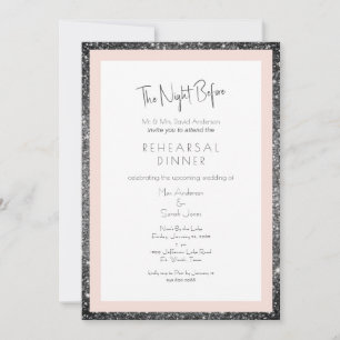 Silver Glitter Blush Dazzling The Night Before Invitation