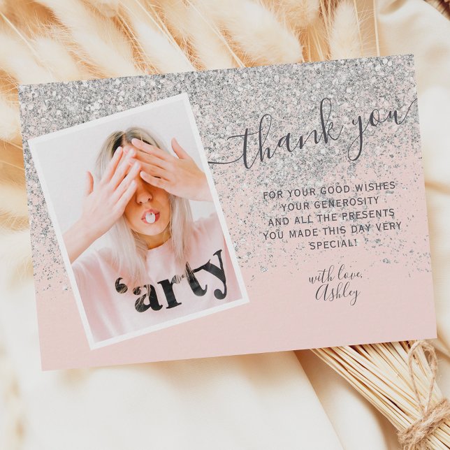 silver glitter blush photo thank you Sweet 16 (Creator Uploaded)
