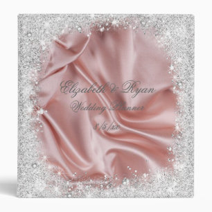 Silver Glitter, Blush Pink Satin, Custom Wedding Binder