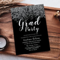 Silver Glitter Boy Girl Graduation Grad Party