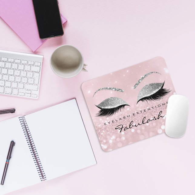 Silver Glitter Branding Beauty Studio Lashes Pink Mouse Pad (Silver Glitter Branding Beauty Studio Lashes Pink Mouse Pad)