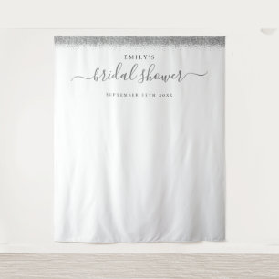 Silver Glitter Bridal Shower Background for Photos Tapestry
