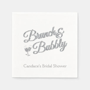 Silver Glitter, Bridal Shower Decorative Napkins