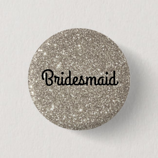 Silver Glitter Bridesmaid 1 Inch Round Button