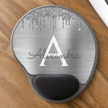 Silver Glitter Brushed Metal Monogram Name Gel Mouse Pad<br><div class="desc">Silver Faux Foil Metallic Sparkle Glitter Brushed Metal Monogram Name and Initial Mousepad (Mouse Pad). This makes the perfect sweet 16 birthday,  wedding,  bridal shower,  anniversary,  baby shower or bachelorette party gift for someone that loves glam luxury and chic styles.</div>