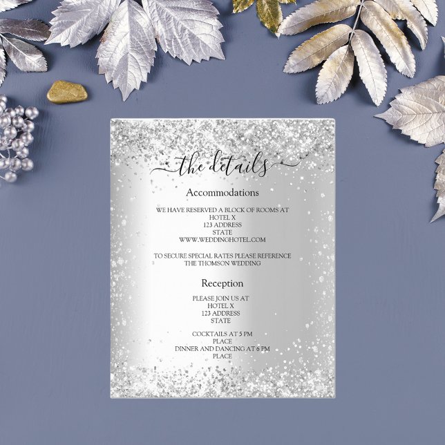 Silver glitter budget wedding program details (Creator Uploaded)