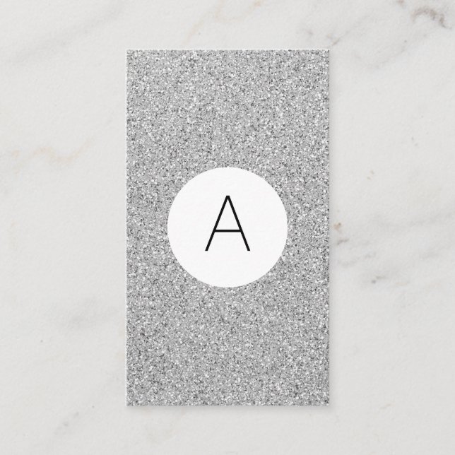 Silver Glitter Business Card Elegant Chic (Front)