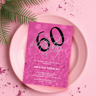 Silver Glitter Calligraphy Birthday Invitation