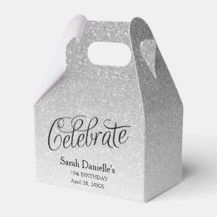 Silver Glitter Celebrate Favor Box