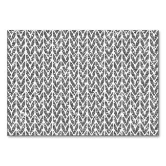 Silver Glitter Chevrons Knit Pattern Print Table Number
