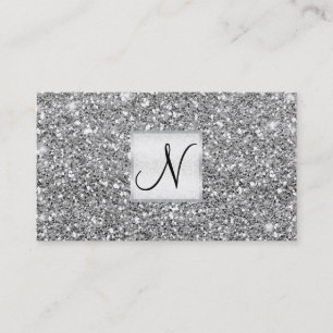 Silver Glitter Chic Glam Glitzy Salon Spa Business Card