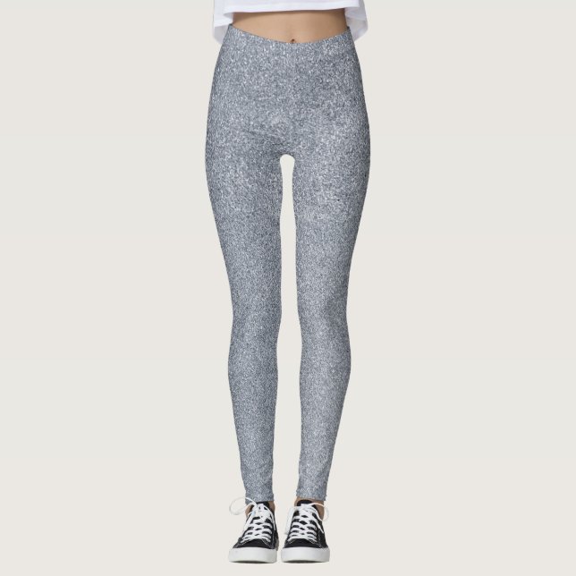 Silver Glitter  Christmas Leggings (Front)