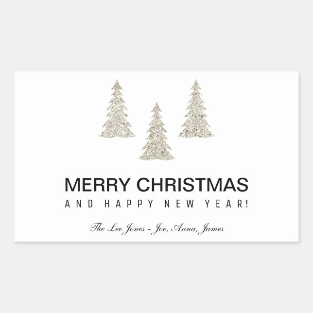 Silver Glitter Christmas Sticker (Front)