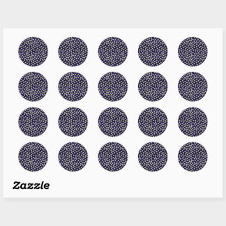 Silver Glitter Circles and Blue Dots Classic Round Sticker