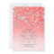 silver glitter confetti coral pink wedding invites