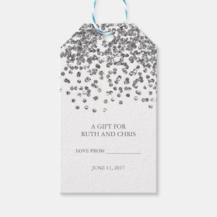 Silver Glitter Confetti Party Tags