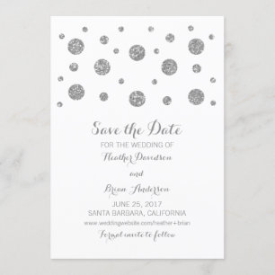 Silver Glitter Confetti Save the Date Invite