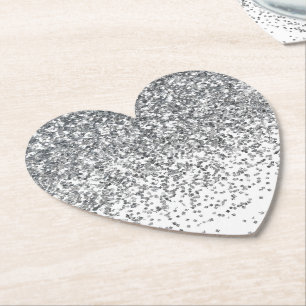 Silver Glitter Confetti Sparkle Paper Coaster