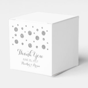 Silver Glitter Confetti Wedding Favour Boxes