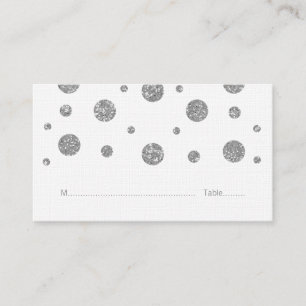Silver Glitter Confetti Wedding Place Cards