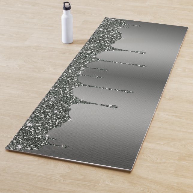 Silver Glitter Custom Name Yoga Mat (In Situ)