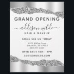 Silver Glitter Diamond Glam Business Grand Opening Flyer<br><div class="desc">Silver Glitter Diamond Glam Business Grand Opening Flyer. Elegant silver glitter hand lettered style calligraphy script professional design. Perfect for makeup artists, hair stylists, cosmetologists, and more!</div>