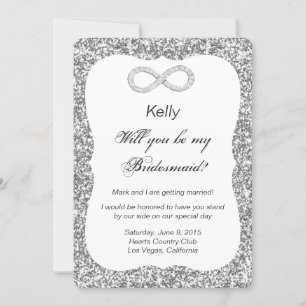 Silver Glitter Diamond Infinity Bridesmaid Card
