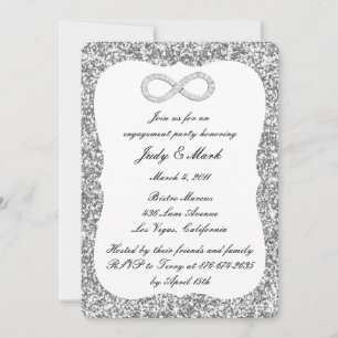 Silver Glitter Diamond Infinity Engagement Party Invitation