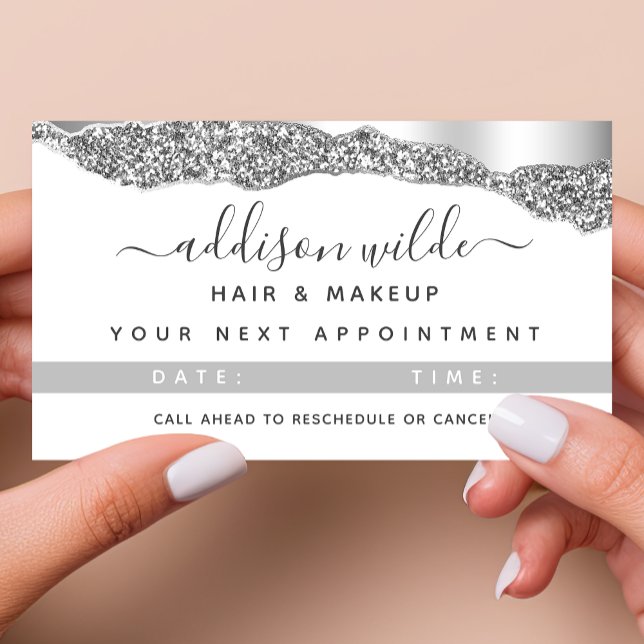 Silver Glitter Diamonds Glam Appointment Card (Creator Uploaded)