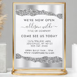 Silver Glitter Diamonds Glam Business Opening Flyer<br><div class="desc">Silver Glitter Diamonds Glam Business Opening Flyer. Elegant silver glitter hand lettered style calligraphy script professional design. Perfect for makeup artists,  hair stylists,  cosmetologists,  and more!</div>