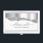 Silver Glitter Diamonds Glam Professional Business Card Holder<br><div class="desc">Silver Glitter Diamonds Glam Professional Business Card Case.  Elegant silver glitter hand lettered style calligraphy script professional design. Perfect for makeup artists,  hair stylists,  cosmetologists,  and more!</div>