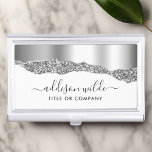 Silver Glitter Diamonds Glam Professional Business Card Holder<br><div class="desc">Silver Glitter Diamonds Glam Professional Business Card Case.  Elegant silver glitter hand lettered style calligraphy script professional design. Perfect for makeup artists,  hair stylists,  cosmetologists,  and more!</div>