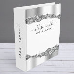Silver Glitter Diamonds Glam Professional Client Binder<br><div class="desc">Silver Glitter Diamonds Glam Professional Client 3 ring binder. Elegant silver glitter hand lettered style calligraphy script professional design. Perfect for makeup artists,  hair stylists,  cosmetologists,  and more!</div>