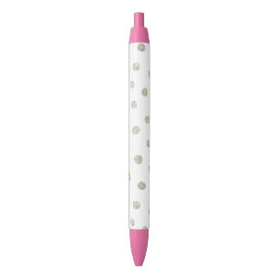 Silver glitter dots black ink pen