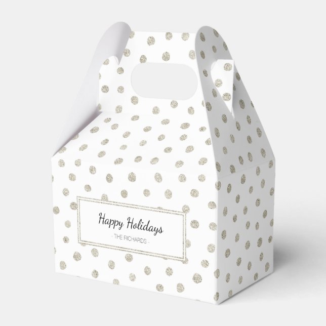 Silver glitter dots favor box (Front Side)