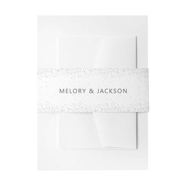 Silver glitter dots invitation belly band (Front Example)