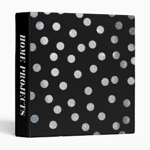 Silver Glitter Dots on Black Binder
