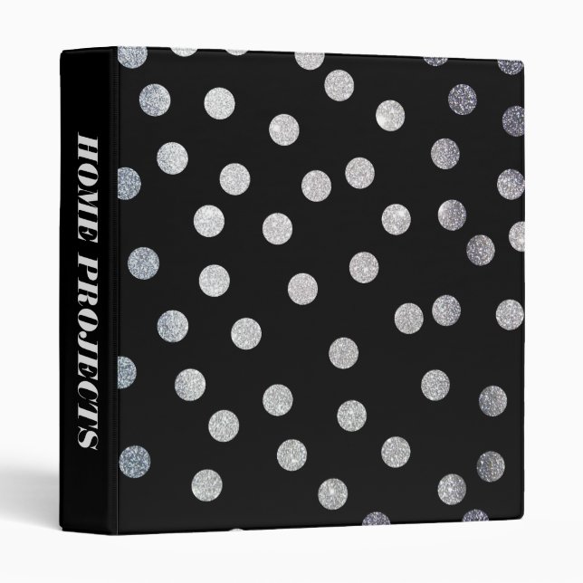 Silver Glitter Dots on Black Binder (Front/Spine)