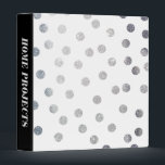 Silver Glitter Dots on Black White Binder<br><div class="desc">Chic,  modern and on-trend,  glittered dotty binder keeps you organized and is totally customizable. Don't forget to personalize the spine text.</div>