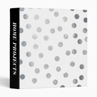 Silver Glitter Dots on Black White Binder