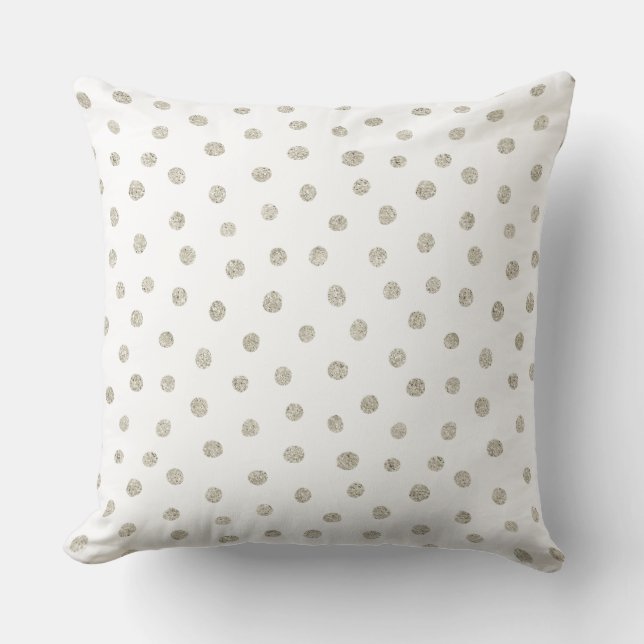 Silver glitter dots throw pillow (Front)