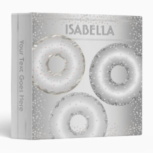 Silver glitter doughnuts script fun back to school binder