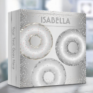 Silver glitter doughnuts script fun back to school binder