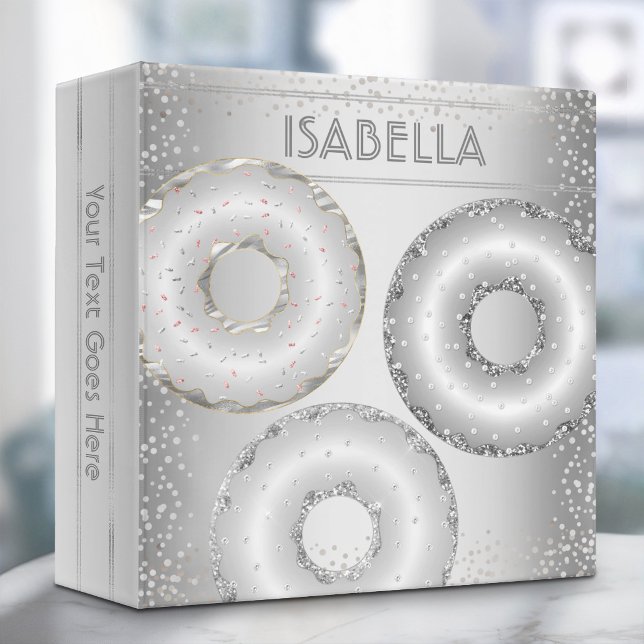 Silver glitter doughnuts script fun back to school binder (Creator Uploaded)