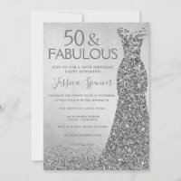 Silver Glitter Dress 50 & fabulous 50th Birthday