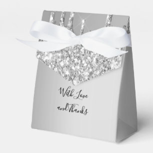 Silver Glitter Drips Dripping Glitter Wedding Favor Box
